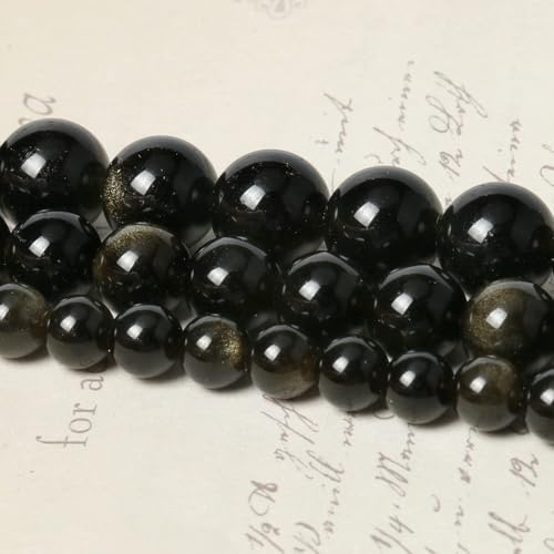 45pcs 8mm Natural Stone Beads Gold Obsidian Beads Energy Crystal Power Gemstone for Jewelry Making, DIY Bracelet Necklace - color: Gold Obsidian, size: 8mm
