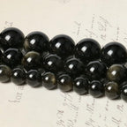 35pcs 10mm Natural Stone Beads Gold Obsidian Beads Crystal Gemstone for Jewelry Making, DIY Bracelet Necklace - color: Gold Obsidian, size: 10mm