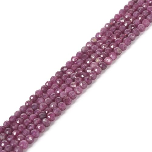 3mm Heated Ruby Color Enchance Faceted Gemstone Round Loose Beads Strand 15.5-16" DIY Jewelry Making - color: Heated Ruby Color Enchance