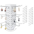 Rotating Pegboard with 20 Peg Hooks 4-Sided Pegboard Spinning Display Stand 4 x 4 x 12 Inches, Keychain Display Stand for Retail Display, Earring Display (White) - color: White