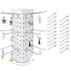 Rotating Pegboard with 20 Peg Hooks 4-Sided Pegboard Spinning Display Stand 4 x 4 x 12 Inches, Keychain Display Stand for Retail Display, Earring Display (White) - color: White