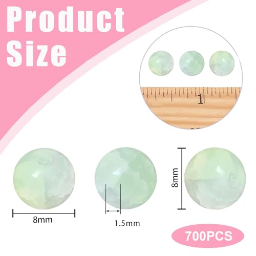 8mm Crackle Glass Beads for Jewelry Making, 700Pcs Round Crystal Beads for Bracelets, DIY Crafts (Green Crackle) - color: Green Crackle