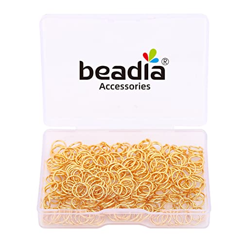 BEADIA 18K Gold Plated Jump Rings Non Tarnish 7mm 300pcs for Jewelry Making Findings - color: Gold, size: 0.7x7mm