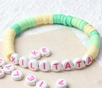 Pink Letter Beads Alphabet Letters White Round Bead, 4x7mm 1200pcs, Pink Beads for Bracelets Friendship Bracelets Making Kit Beads with Box - color: Pink Letter White Bead, size: 4×7mm(Round)