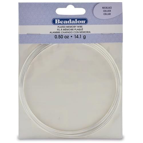 Beadalon Carbon Steel Memory Wire, Round, Necklace, Silver Plated, 0.5 oz, Approx. 18 coils - color: Silver Plated, size: Necklace, style: Necklace - 0.5 oz, approx 18 coils