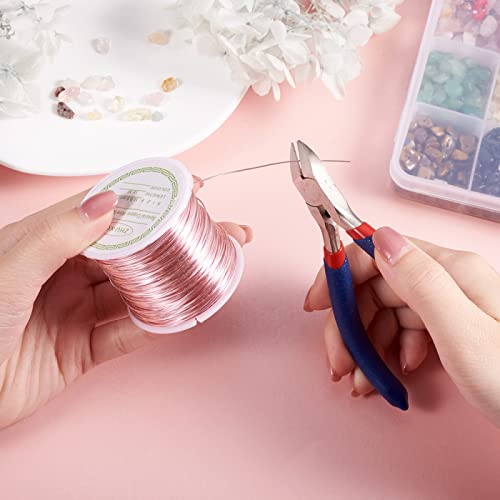 Pandahall 60 Feet Tarnish Resistant Copper Wire 22 Gauge Jewelry Beading Craft Wire for Jewelry Making (Rose Gold)