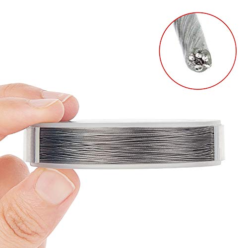 BENECREAT 7 Strands 260FT 0.46MM Stainless Steel Bead String Wire Tarnish Resistant Steel Wire for Necklace Bracelet Making - color: Stainless Steel, size: 0.46mm - 7 Strands