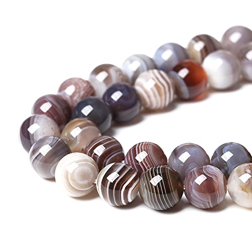 10MM 36PCS AAA Natural Botswana Sardonyx Agate Gemstone Beads for Jewelry Making Crystal Energy Stone Healing Power DIY Bracelet Necklace 15" (Botswana Sardonyx Agate, 10mm) - color: Botswana Sardonyx Agate, size: 10mm