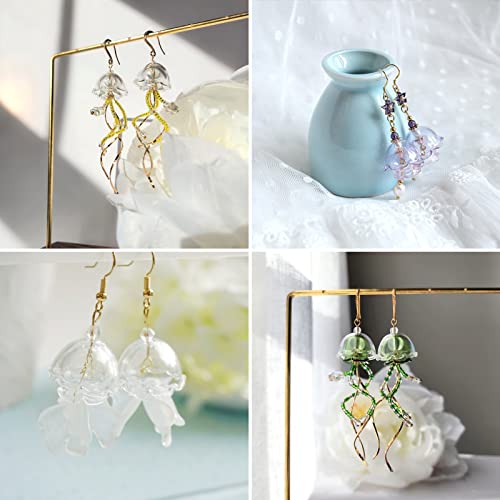FASHEWELRY 10Pcs Glass Flower Beads Caps Clear Wind Bell Beads 21mm Glass Fishing Beads Jellyfish Beads for Wind Chimes Craft Jewelry Making - color: Clear