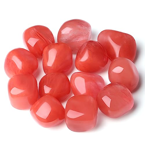 YATOJUZI Cherry Quartz Natural Healing Crystals Bulk Tumbled Polished Pocket Stones Crystal for Energy Reiki Tumbling Cabbing Balancing Decoration Home Decor Gemstones Meditation Therapy 100g - color: Cherry Quartz, size: 100g