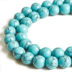 35pcs 10mm Natural Blue Turquoise Beads Gemstone Beads Round Loose Beads for Jewelry Making - color: Blue Turquoise, size: 10mm