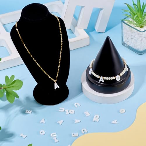 20Pcs Letter Beads Natural Freshwater Shell Beads Vowel Letters A E I O E White Seashell Alphabet Initial Beads for Wedding DIY Necklace Bracelet Earring Jewelry Making Supplies - color: White Shell