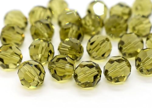 100pcs Adabele Austrian 4mm (0.16 Inch) Small Faceted Loose Round Crystal Beads Khaki Green Compatible with 5000 Swarovski Crystals Preciosa SS2R-419 - color: Khaki Green, size: 4mm Small (100pcs)