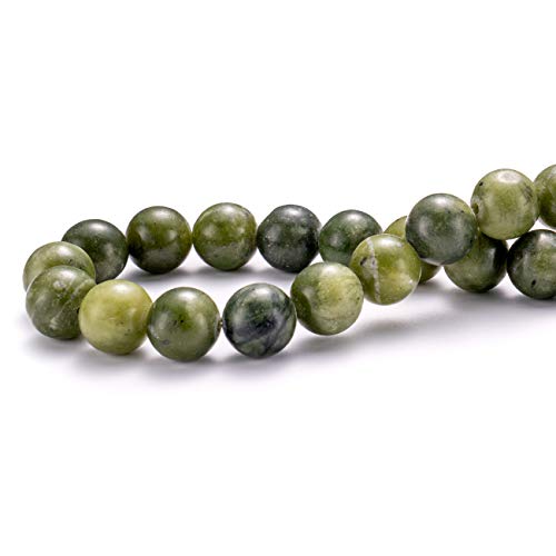 BEADIA Taiwan Green Jade Natural Stone Round Loose Semi Gemstone Beads for Jewelry Making 8MM 44PCS - color: Taiwan Green Jade, size: 8mm