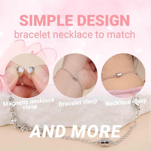 Magnetic Necklace Clasps and Closures with Extender Chain Set, Magnetic Necklace Clasp & Extender Chain Set, Easy to Use for Necklaces and Bracelets, Gold and Silver (26pcs) - color: 26pcs