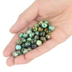 70PCS Natural 8MM Healing Gemstone, African Turquoise Energy Stone Round Loose Beads, Semi-Precious Crystal Beads with Free Elastic String for Jewelry Making DIY - color: African Turquoise, size: 8MM