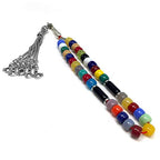 Simple Designed Natural Stone Worry Beads - Prayer Beads Tesbih-Tasbih-Tasbeeh-Misbaha-Subha-Sebha-Sibha-Rosary (Multi Color Resin Drum -8X6 mm- 33 Beads) - color: Multi Color Resin Drum -8X6 mm- 33 Beads