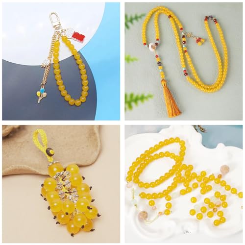 200PCS Glass Beads 8mm Glass Beads for Bracelets Necklaces Jewelry Making DIY Crafts (Pure Yellow) - color: 5Pure Yellow