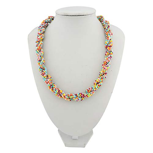Bocar Fashion Seed Beads Statement Collar Necklace for Women (NK-10408) - color: mix2