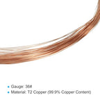 PATIKIL 66 Feet Solid Bare Copper Wire, 36 Gauge 99.9% Pure Copper Wire 0.2mm Soft Beading Wire Metal Plant Stem Ties for Jewelry Craft (20m) - size: 0.2mmx20m