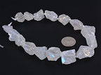 Aqua Aura White Clear Quartz Crystal Nugget Raw Graduated Beads Strand 2mm Hole Drilled - color: Aqua Aura White Quartz
