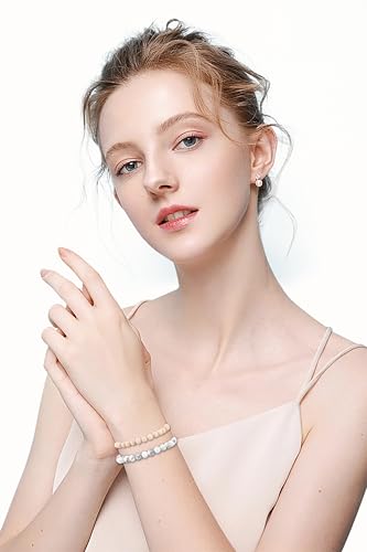 NCB 2.3-Piece 4mm Natural Crystal Gemstone Stretch Bracelets – Handmade Reiki Energy Healing Jewelry for Meditation,Yoga, Unisex - color: 2PCS ( Howlite+White Fossil Jasper ), size: 6mm