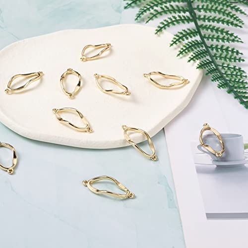 FASHEWELRY Golden Bow Connector Charms Bulk, Christmas Bowknot Link Charms, Infinity Links Geometric Hollow Bezel Pendants for Earring Bracelet Necklace Keychains Jewelry Making - color: Light Gold-Oval