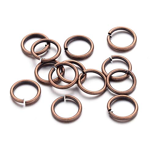 KISSITTY 50g Red Copper Plated Brass Open Jump Rings 8x1mm Round Chainmail Jewelry Making Connectors (About 360pcs) - color: Red Copper#8mm