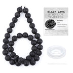 Natural Stone Beads Round Genuine Real Stone Beading Strand Loose Gemstones DIY Smooth Bead for Bracelet Necklace Earrings Jewelry Making (Black Lava, 10mm 36 Pieces) - color: Black Lava, size: 10mm 36pcs