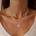 Layered Necklaces for Women, Dainty 14K Gold Plated Circle Peadant Chain Necklace Set Simple Paperclip Stacked Necklaces for Women Trendy Gold Jewelry - color: set3