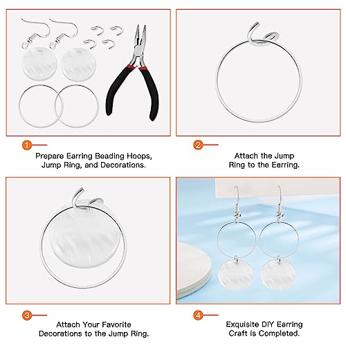 40pcs Earring Hoop for Jewelry Making 40mm Beading Hoop Earrings Earring Finding Hypoallergenic Round Earrings Beading Hoops Bulk Open Bezel Pendant Frame for DIY Crafts Women Gifts(Silver) - color: 40pcs;40mm;Silver
