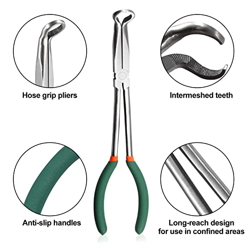 SPEEDWOX Long Reach Hose Grip Pliers 11 Inches Circle Plier Serrated Jaws Ring Nose Pliers High Leverage Reduce Efforts Non-slip Handle - style: Hose Grip Pliers