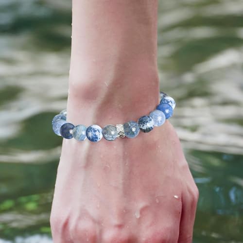 Yochus 60pcs Blue Fire Agate Stone Beads，6mm Healing Power Natural Stone Round Loose Beads for Jewelry Making Earring Necklace DIY Crafts - color: Blue Fire Dragon Agates, size: 6mm 60beads