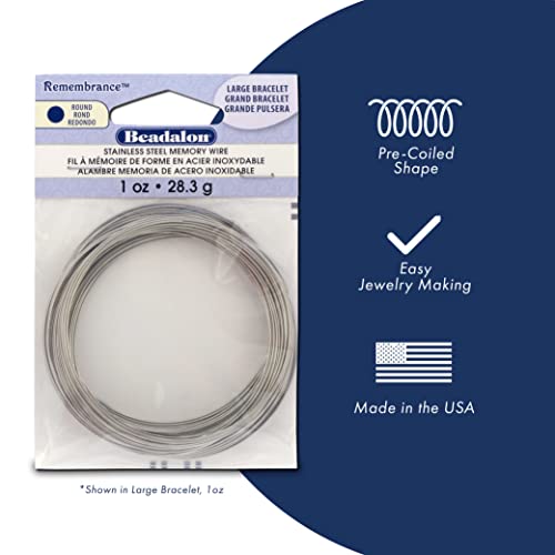 Beadalon Remembrance Stainless Steel Memory Wire, Round, Ring, Bright, 8 oz, Approx. 1560 coils - size: Ring, style: 8 oz, approx. 1560 coils