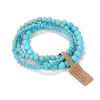 3 PCS Healing Crystal Bracelets for Women 8mm Natural Stone Beaded Stretch Bracelet Amethyst Jewelry Gifts - color: 4,6,8mm Blue Turquoise