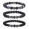 RANKEEF Tiger Eye Bracelet For Men 8MM Natural Stone Stretch Adjustable Black Crystal Beaded Bracelet for Men Women Gifts - color: 3,black,gray,lava rock bracelet