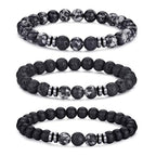 RANKEEF Tiger Eye Bracelet For Men 8MM Natural Stone Stretch Adjustable Black Crystal Beaded Bracelet for Men Women Gifts - color: 3,black,gray,lava rock bracelet