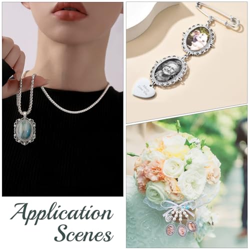 SUNNYCLUE 1 Box 16Pcs 8 Styles Silver Oval Bezel Pendant Trays Antique Metal Tibetan Alloy Blank Base Cabochons Round Frame Tray Pendants for Jewelry Making Photo Findings Necklace DIY Craftings - style: Style 1