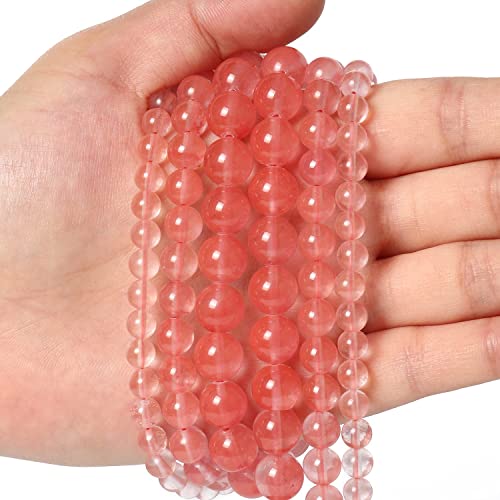 45pcs 8mm Natural Stone Beads Watermelon Crystal Beads Crystal Gemstone for Jewelry Making, DIY Bracelet Necklace - color: Pink Watermelon, size: 8mm