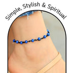 Amazing Gemstone Crystal Anklet Ankle Bracelets for Women - Waterproof Beaded Healing Crystal Anklets, Plus Size Chakra Gemstone Bead Anklet - color: Blue Hematite, style: Hand Knotted