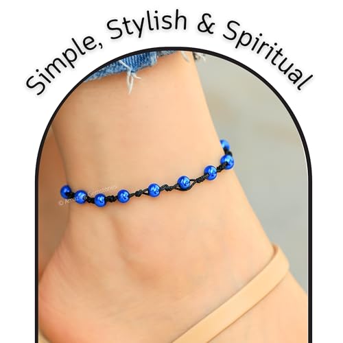 Amazing Gemstone Crystal Anklet Ankle Bracelets for Women - Waterproof Beaded Healing Crystal Anklets, Plus Size Chakra Gemstone Bead Anklet - color: Blue Hematite, style: Hand Knotted