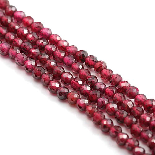 Natural Stone Beads Garnet Gemstone Faceted Loose Beads for DIY Jewelry Making Necklace Bracelrt 2 Strands/Pack Length 15" Size 4.5mm - size: 4.5mm