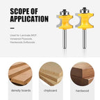 5PCS Bullnose Beading Router Bits with 1/4-Inch Shank Carbide-Tipped Corner Beading Bits Set Radius:1/4",3/8",1/2",5/8",3/4"