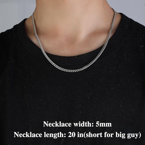 3.5mm/5mm Silver Stainless Steel Cuban Link Chain Necklace Jewelry for Men, 18-26 Inches - size: 26 Inches, style: 5mm-Silver
