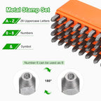 HARFINGTON 36pcs Metal Stamping Kit 1/16" (1.5mm) Steel Uppercase Letter and Number Punch Set (A-Z / 0-8 / "&" Symbol) Punch Press Tool with Case for Imprinting Metal Plastic Wood Leather - size: 1/16"