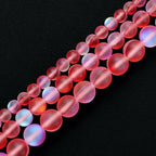 uxcell Matte Crystal Glass Beads 8mm Synthetic Frosted Shining Semi-Precious Round Loose Beads Synthetic Moonstone for Jewelry Making DIY Bracelet, Red - color: Red, size: 8mm