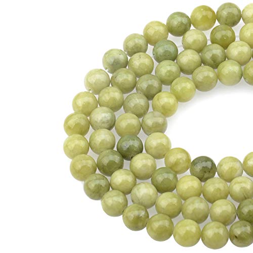 LPBeads 100PCS 8mm Natural Green Jade Beads Gemstone Round Loose Beads for Jewelry Making with Crystal Stretch Cord - color: Green Jade