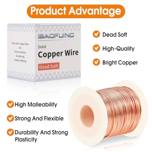 99.9% Soft Copper Wire, 20 Gauge/ 0.8 mm Diameter, 328 Feet / 100m, 1 Pound Spool Pure Copper Wire, Jewelry Making Wire Craft Wire - size: 20 Gauge(0.8m), 1 Pound