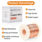 99.9% Soft Copper Wire, 20 Gauge/ 0.8 mm Diameter, 328 Feet / 100m, 1 Pound Spool Pure Copper Wire, Jewelry Making Wire Craft Wire - size: 20 Gauge(0.8m), 1 Pound