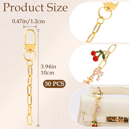 Hzopcw 30pcs Gold Keychain Making Kit, Key Ring Swivel Snap Hook Chains, Extender Keychain Bag Charm Kits for DIY Crafts Jewelry Making Handbag Purses- A Style - color: Gold-30pcs-A Style